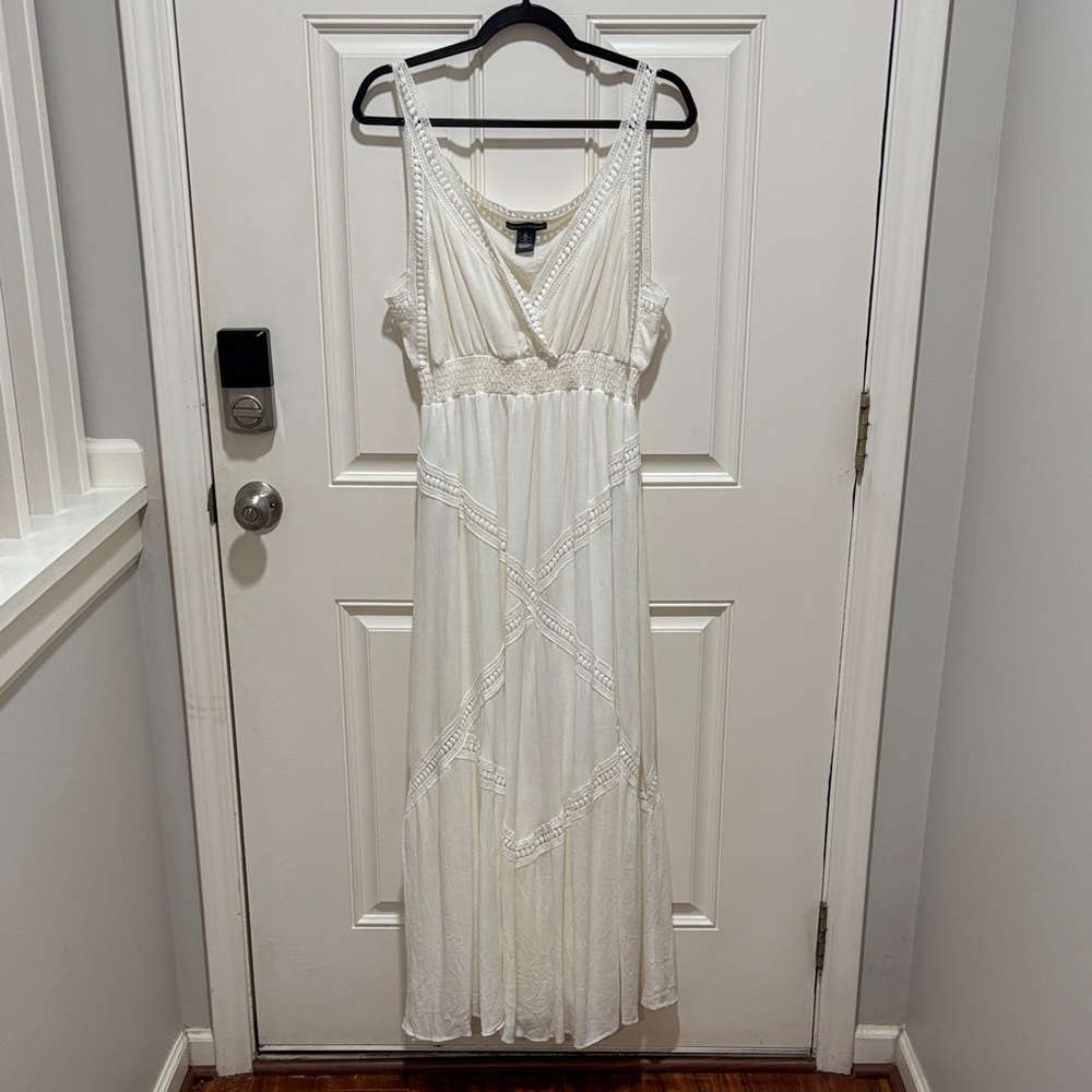 Boho Ivory V-Neck Maxi Dress